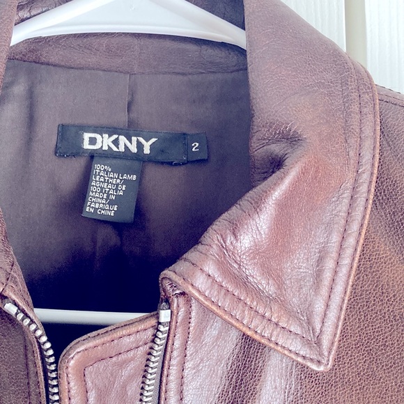 DKNY leather zipper motto jacket - Picture 3 of 9